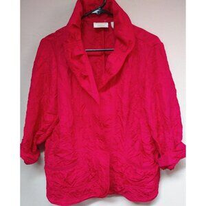 Chico's Womens Size 2 Iridescent Red Shawl Collar Sweater Jacket Lightweight